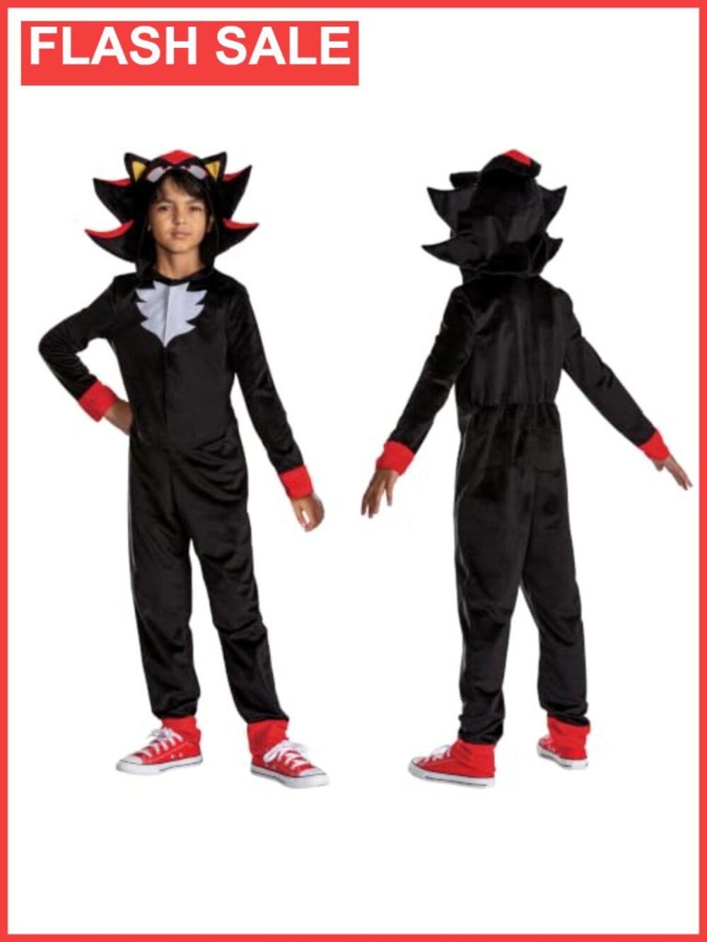 Kids Shadow Sonic Movie 3 Costume Hooded Jumpsuit